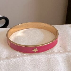 KATE SPADE Spot The Spade Bright Rose Enamel Hinged Bangle
